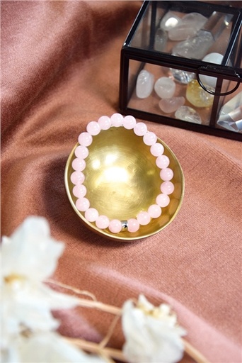 [3660341714430] Bracelet Quartz Rose Perles rondes 8 mm