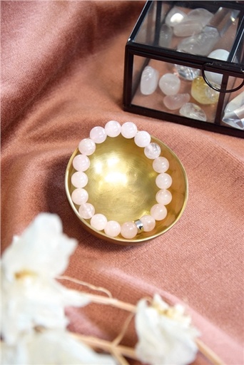 [3660341714447] Bracelet Quartz Rose Perles rondes 10 mm