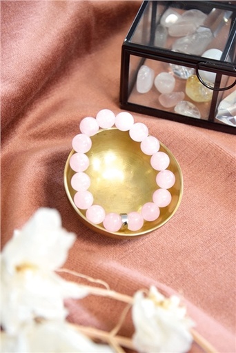 [3660341714454] Bracelet Quartz Rose Perles rondes 12 mm