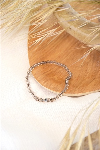 [3660341714478] Bracelet Quartz Fumé Perles rondes 4 mm