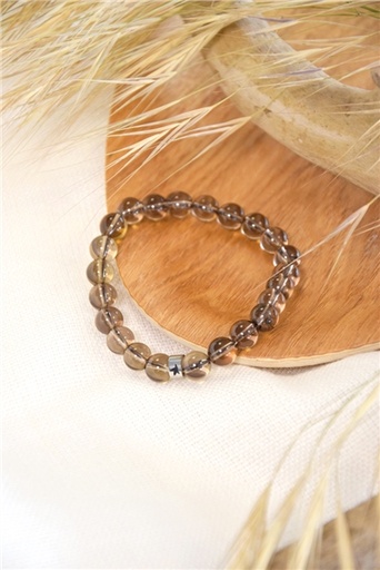 [3660341714492] Bracelet Quartz Fumé Perles rondes 8 mm