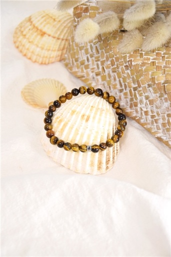 [3660341714614] Bracelet Oeil de Tigre Perles rondes 6 mm