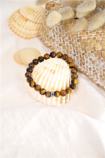 [3660341714621] Bracelet Oeil de Tigre Perles rondes 8 mm