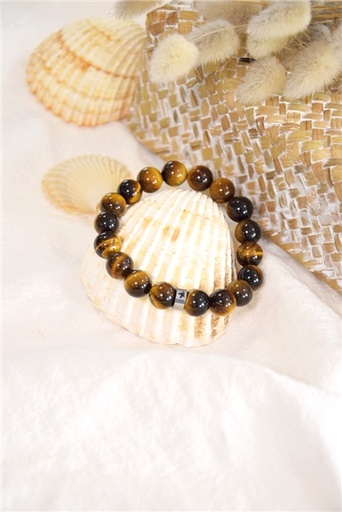 [3660341714638] Bracelet Oeil de Tigre Perles rondes 10 mm