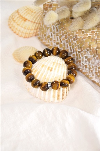[3660341714645] Bracelet Oeil de Tigre Perles rondes 12 mm