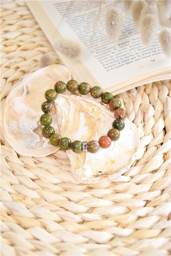 [3660341714683] Bracelet Unakite Perles rondes 10 mm