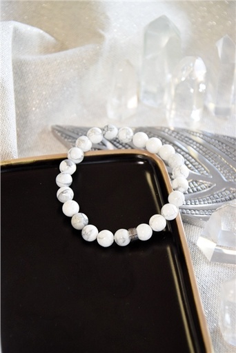 [3660341714720] Bracelet Magnésite Perles rondes 8 mm