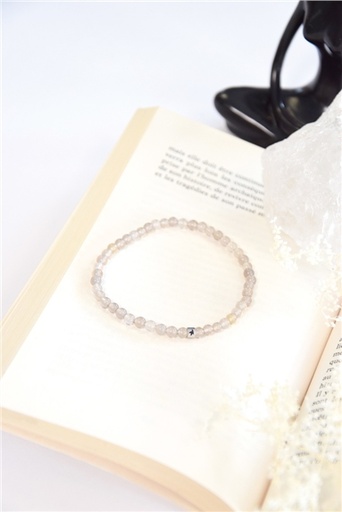 [3660341714898] Bracelet Calcédoine Grise Perles Rondes 4 mm