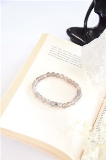 [3660341714904] Bracelet Calcédoine Grise Perles Rondes 6 mm