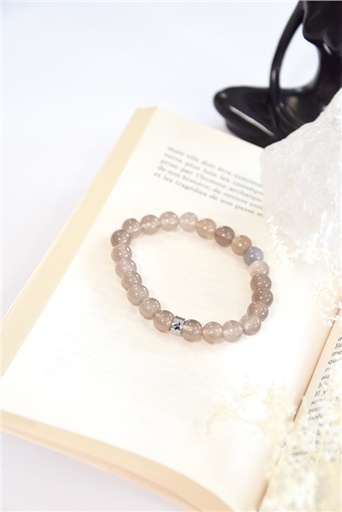 [3660341714911] Bracelet Calcédoine Grise Perles Rondes 8 mm