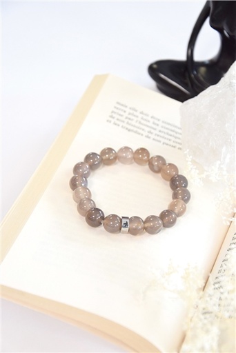 [3660341714928] Bracelet Calcédoine Grise Perles Rondes 10 mm
