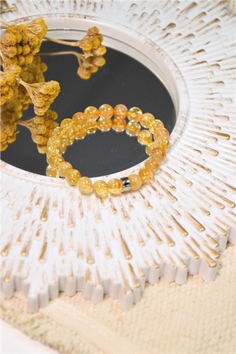 [3660341714959] Bracelet Citrine Perles Rondes 8 mm