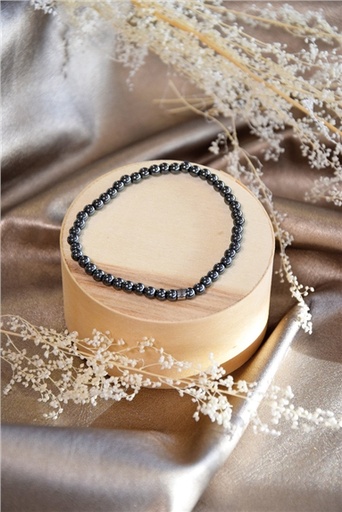 [3660341714973] Bracelet Hématite Perles Rondes 4 mm