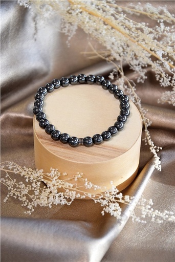 [3660341714980] Bracelet Hématite Perles Rondes 6 mm