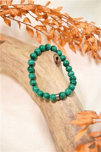 [3660341715024] Bracelet Malachite Perles Rondes 8 mm