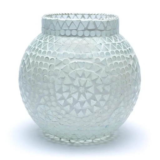 [8720512972269] Photophore mosaïque blanc | 18cm