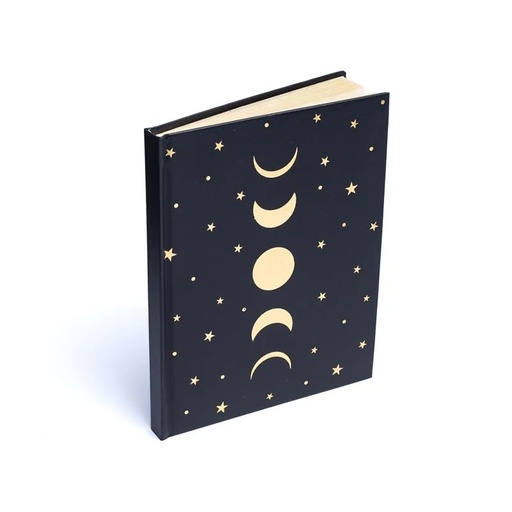 [8720512973778] Carnet phases de lune & étoiles noir | 15x21 cm