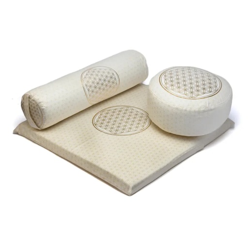 [8720512974225] SET Méditation 2: Fleur de Vie coton bio -- 65x65x5 cm