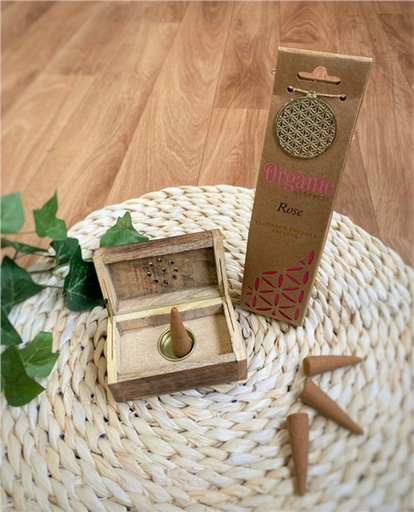 [8903833901136] Encens Cône Organic Rose 41 g