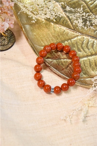 [3660341714324] Bracelet Jaspe Rouge Perles rondes 10 mm