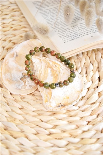 [3660341714676] Bracelet Unakite Perles rondes 8 mm