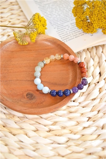 [3660341713570] Bracelet 7 Chakras Mix  Perles rondes 8 mm