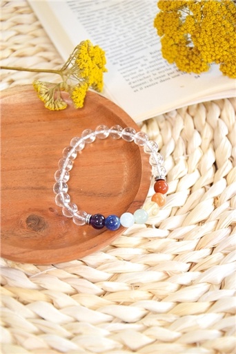 [3660341714829] Bracelet 7 Chakras Cristal de Roche Perles rondes 8 mm