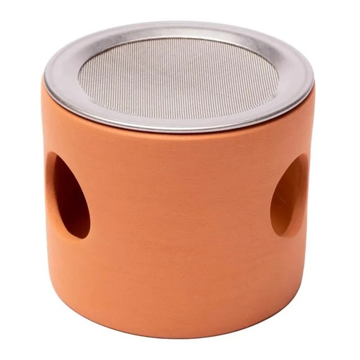 [0000005050000] Brûle encens terre cuite + tamis en inox -- 9x7 cm