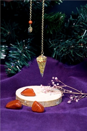[3660341720011] Pendule Équilibre Jaspe rouge et Achillée millefeuille