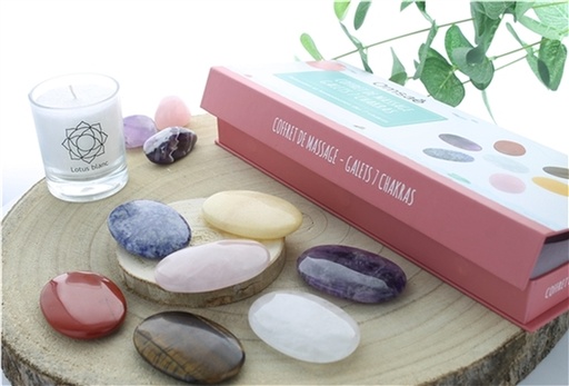 [3660341717110] Coffret Massage Galets 7 Chakras