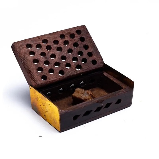 [8903833912033] Encens Résine -Basilic Ambre + diffuseur en bois | 6x4 cm