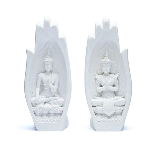 [8720512978414] Namaste Mudra Mains avec Bouddha blanc | 11x21cm