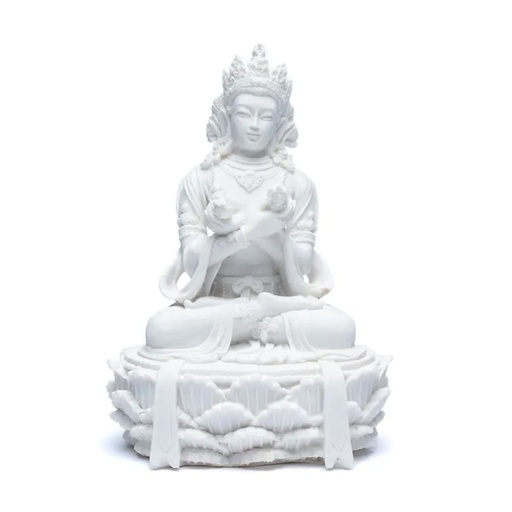 [8720512978445] Statue bouddha avec dorje et cloche blanc | 11x17cm