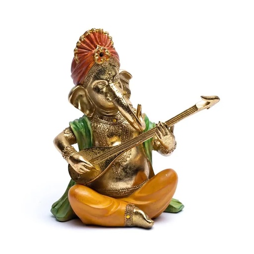 [8702512973651] Statue Ganesh avec sitar | 27x21x11 cm