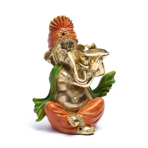 [8702512973675] Statue Ganesh avec trompette | 25x20x13 cm