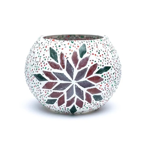 [8720512978056] Photophore mosaïque de feuilles  | 7.5cm