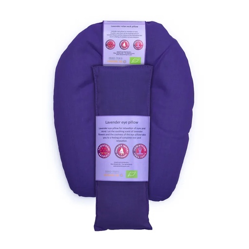 [8720088290446] Coussins yeux & cou Lavande Bio violet foncé | ±25x20x3cm; ±580g