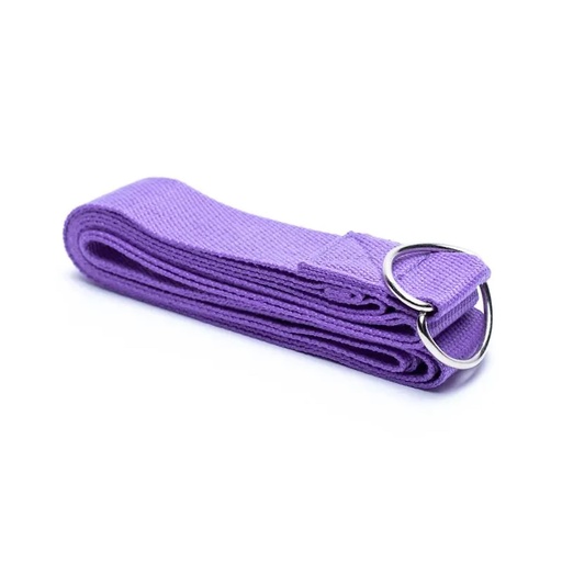 [8720512976106] Sangle de yoga D-ring coton violet clair | 250x4cm
