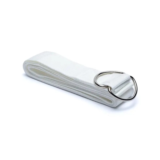 [8720512976120] Sangle de yoga D-ring coton blanc | 183x4cm