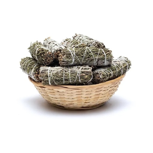 [8720512977226] Smudges de sauge blanche au romarin S panier de 24 | ±10-11cm; ±25-35g
