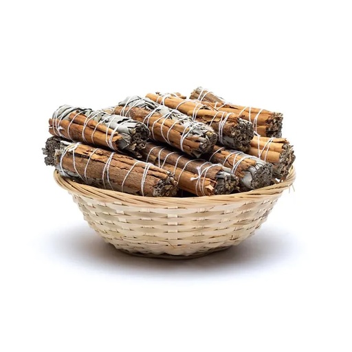 [8720512977240] Smudge de sauge blanche à la cannelle S  en panier de 24 | ±10-11cm; ±25-35g