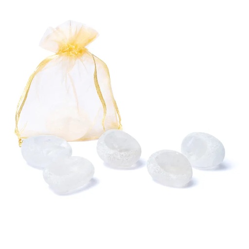[8719172831696] Cristal de roche Emma Egg Gemme dans un sac en organza | ±2.5-3.5cm; ±25g