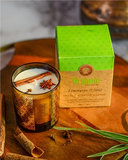 [8903833914334] Bougie parfumée Bio Bonté Citronnelle & Épice -- 200g