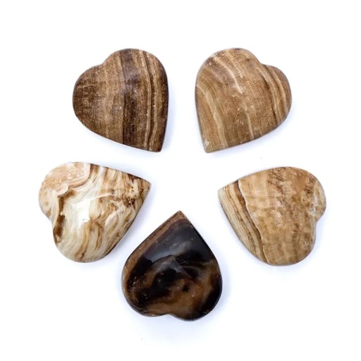 [8720512974911] Coeur en Aragonite marron Pierre de soucis | 6x5,5x3cm