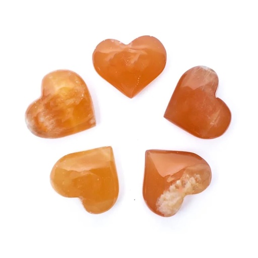 [8720512975147] Coeur de Calcite de miel Pierre de soucis | 4x4x2cm