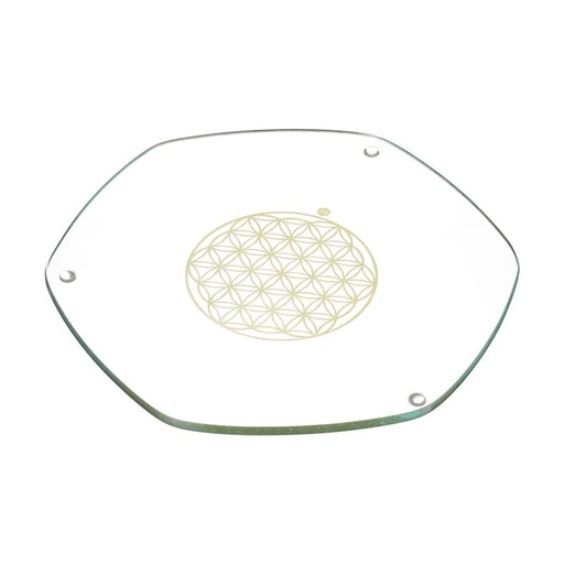 [4260191985210] Sous verre Energyplate fleur de vie - or - grand | 22 cm