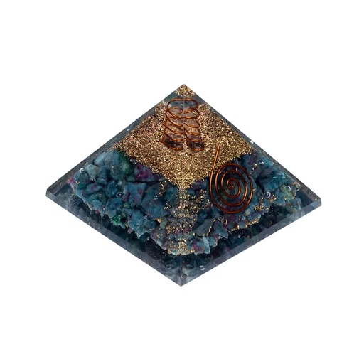 [8720512976717] Orgonite Pyramide rubis en Kyanite | 7x7x6cm