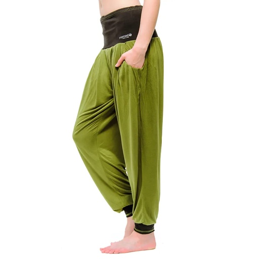 [7241200685892] Pantalon de yoga Vinayasa vert olive / noir M-L | 184g