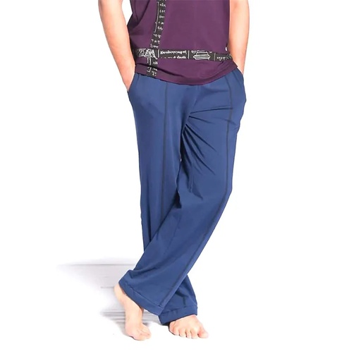 [7241201415030] Pantalon de yoga Comfort hommes en coton biologique bleu mar M-L | 342g