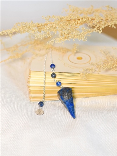 [3660341723920] Pendule Hexagonal en Lapis-Lazuli et charm Fleur de vie